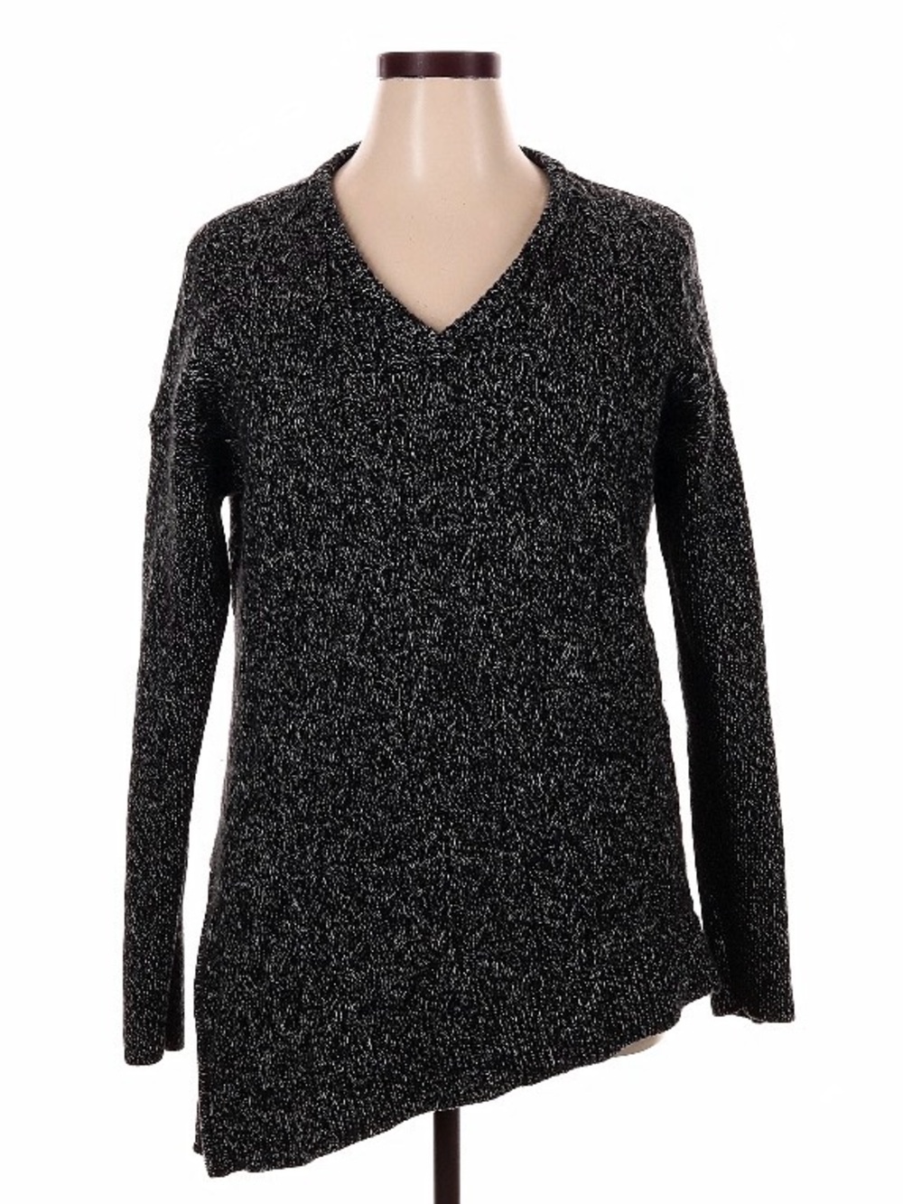 Athleta Northern Lights Asymmetrical Hem V-Neck Wool Cashmere Marled Sweater XL